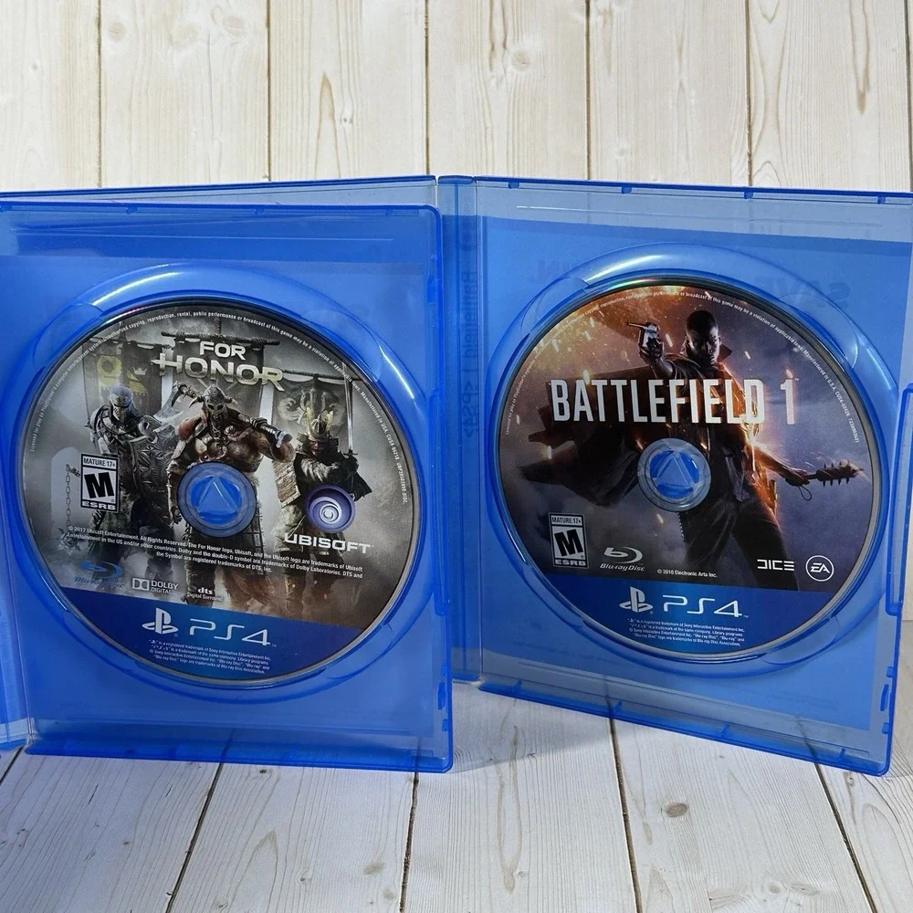 Battlefield‎ 1 & For Honor Playstation 4 PS4, No Manual, Near Mint Disc, Tested